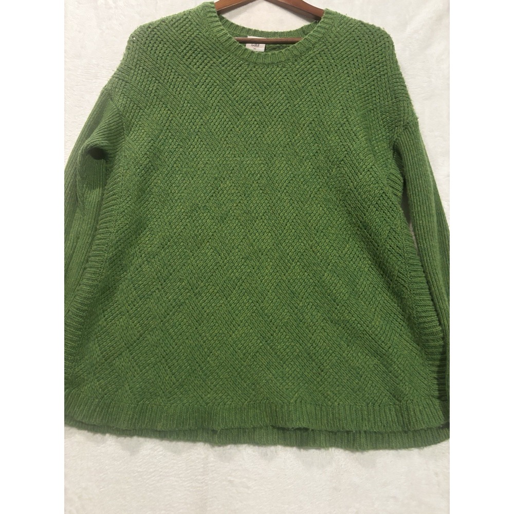 Cabi Women's XS Green Basket Weave Pullover Knit‎ Sweater Long Sleeve